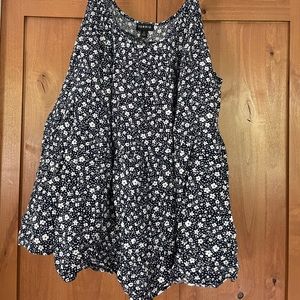 Size 4 navy and white floral baby doll tank top